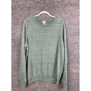 J.Crew Sweater Mens Medium Green Raglan Crewneck Knit Pullover